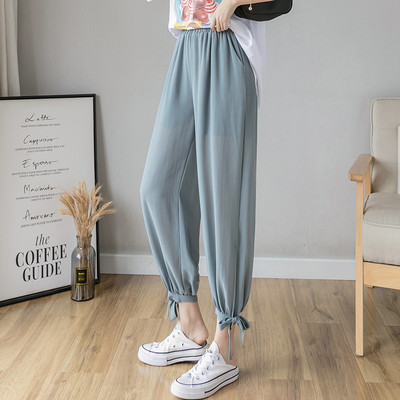 Дамски модерен широк панталон с ластична талия 