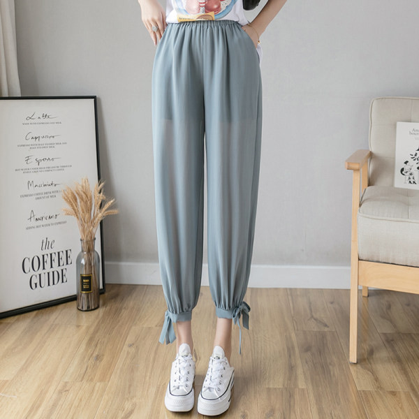 Дамски модерен широк панталон с ластична талия 