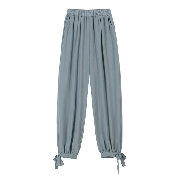 Дамски модерен широк панталон с ластична талия 