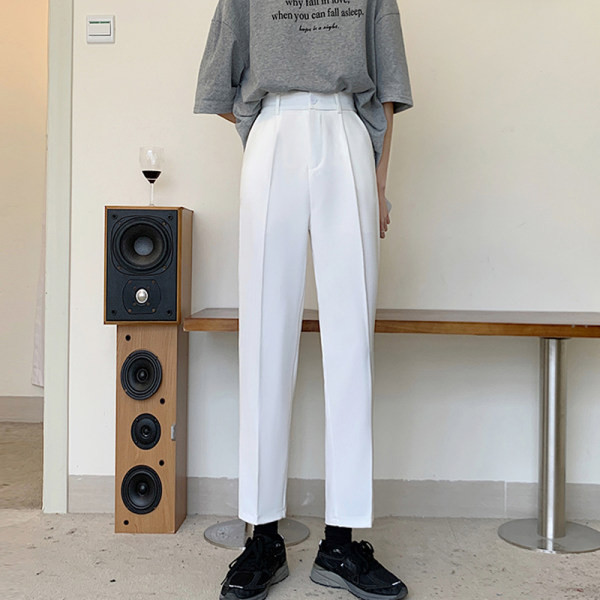 Pantaloni casual dama cu talie inalta - in alb si negru