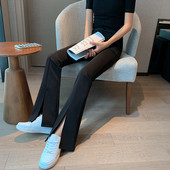 Дамски панталон в черен цвят с висока талия 