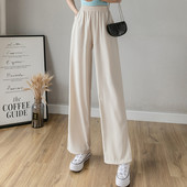 Široke ženske hlače s elastičnim strukom