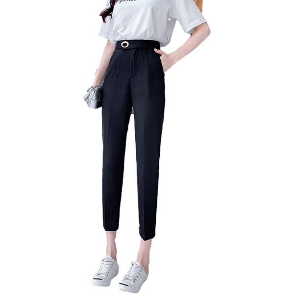 Pantaloni de dama model uni cu buzunare si talie inalta