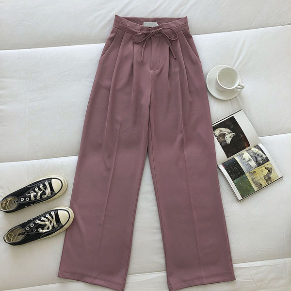 Pantaloni drepti de dama moderni cu talie inalta