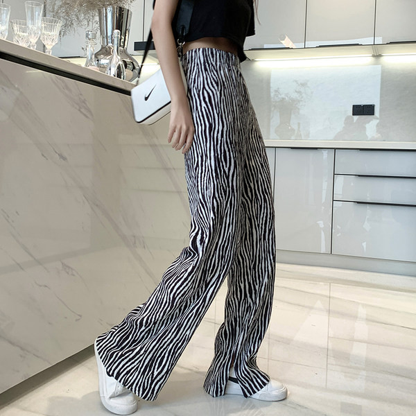 Pantaloni largi casual de dama cu talie elastica potriviti pentru vara