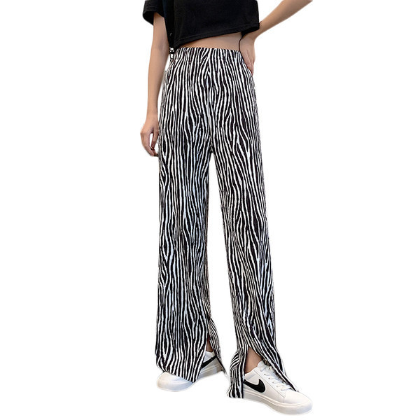 Pantaloni largi casual de dama cu talie elastica potriviti pentru vara