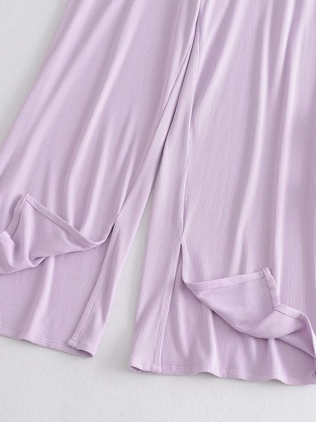 Ежедневни широки панталони с ластична талия и цепки