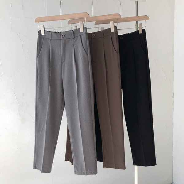 Pantaloni casual de dama cu talie inalta si buzunar