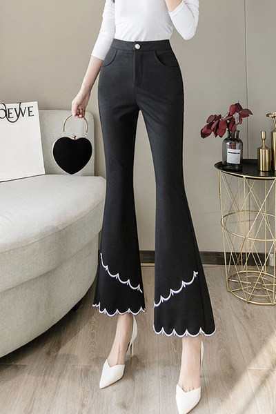 Модерен дамски панталон тип чарлстон с висока талия