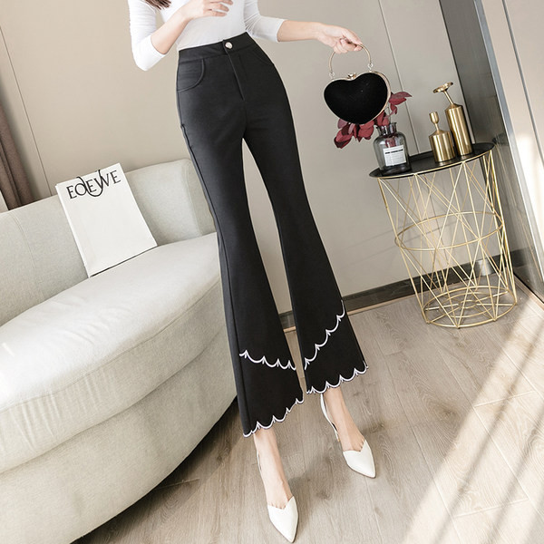 Модерен дамски панталон тип чарлстон с висока талия