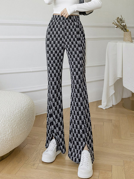 Pantaloni de dama cu talie inalta - in doua culori