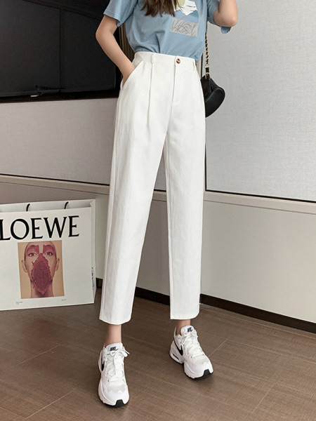 Pantaloni largi casual cu talie înaltă