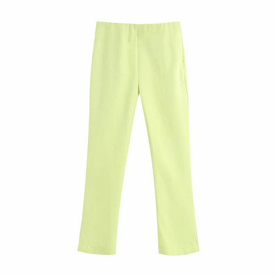 Дамски прав панталон в зелен цвят