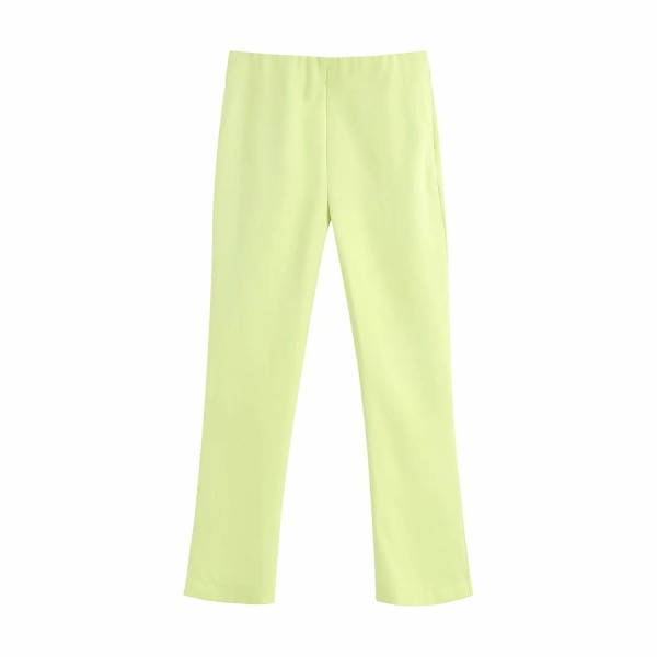 Pantaloni drepti de dama de culoare verde