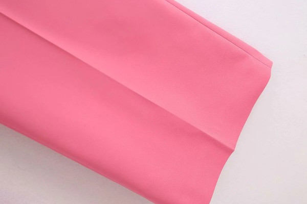 Pantaloni drepti eleganti de dama cu buzunare roz