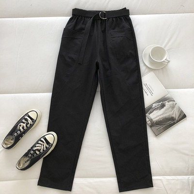 Pantaloni casual de dama cu buzunare si curea