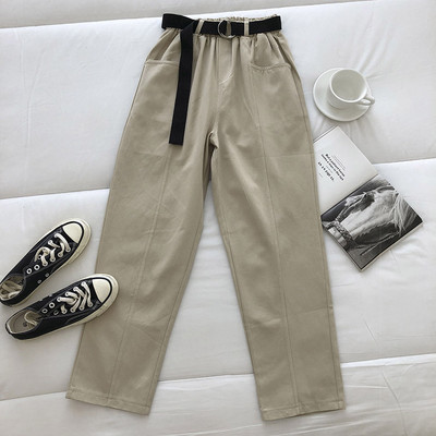 Pantaloni casual de dama cu buzunare si curea