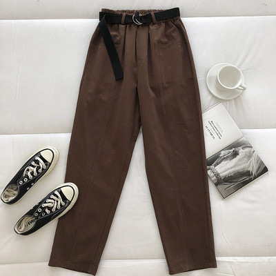 Pantaloni casual de dama cu buzunare si curea