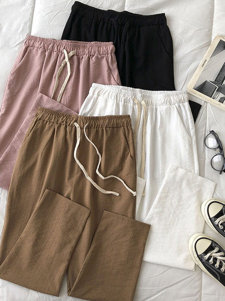 Ежедневен дамски пролетен панталон с връзки