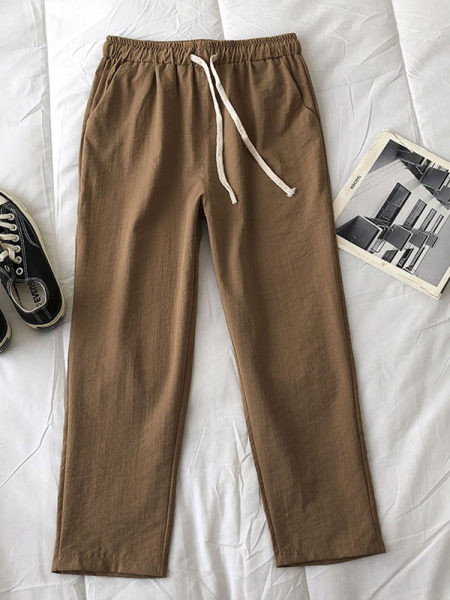 Ежедневен дамски пролетен панталон с връзки