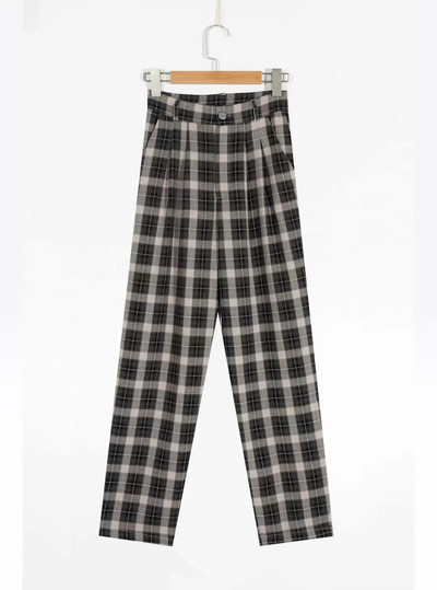 Pantaloni dama in carouri cu bustiera