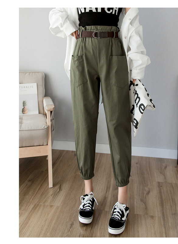 Pantaloni dama sport si casual cu buzunare - talie inalta