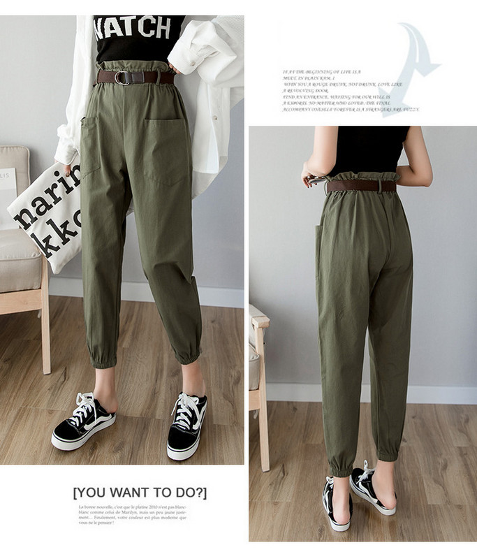 Pantaloni dama sport si casual cu buzunare - talie inalta