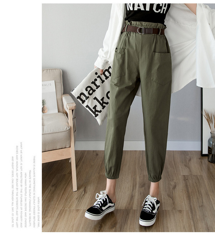 Pantaloni dama sport si casual cu buzunare - talie inalta