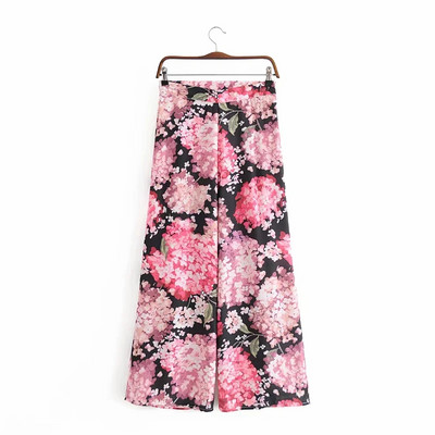 Дамски широки панталони с флорален десен