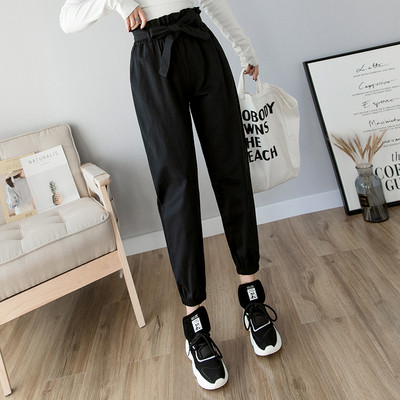 Pantaloni casual dama cu talie inalta si curea - mai multe culori