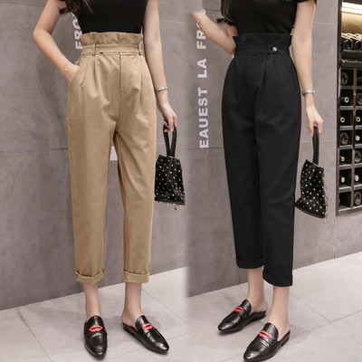 Дамски ежедневен панталон с висока талия - прав модел в три цвята