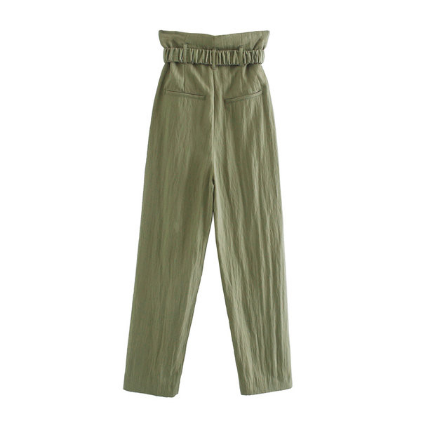 Модерен дамски панталон с талия paper bag и колан