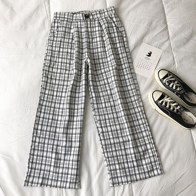 Кариран дамски панталон с джобове