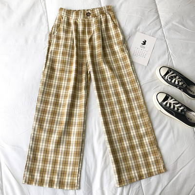 Кариран дамски панталон с джобове