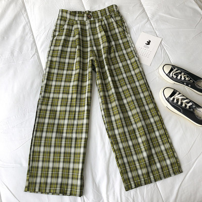 Кариран дамски панталон с джобове