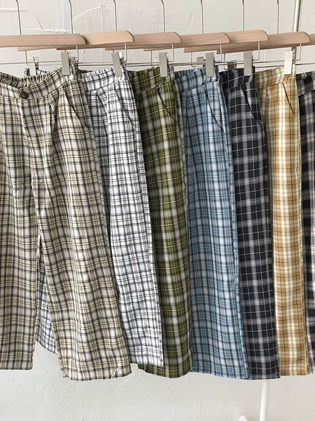 Кариран дамски панталон с джобове