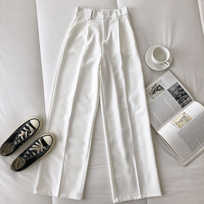 Pantaloni drepti de dama moderni cu talie inalta