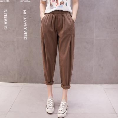 Pantaloni de primavara dama cu buzunare si talie inalta