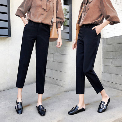 Pantaloni de dama sport si casual cu talie inalta in negru si bej