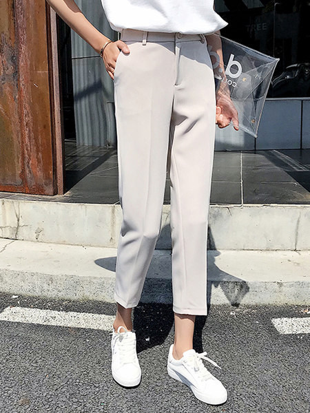 Pantaloni de dama sport si casual cu talie inalta in negru si bej