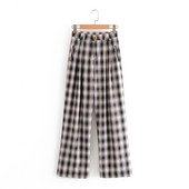 Pantaloni dama in carouri cu buzunare - model lat