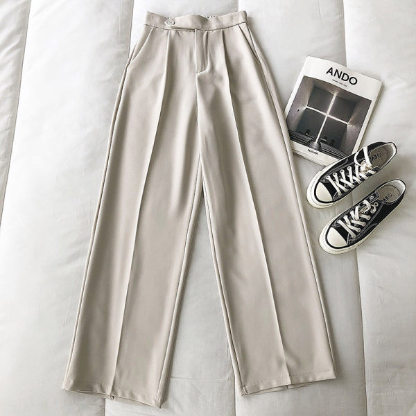 Pantaloni drepti de damă moderni - talie înaltă