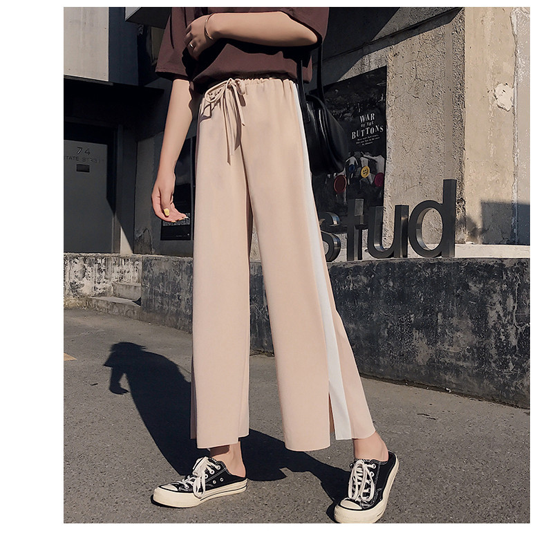 Ženske hlače od šifona s vezicama i prorezima na nogavicama