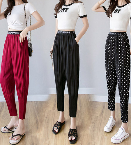 Pantaloni casual dama cu talie inalta - trei culori