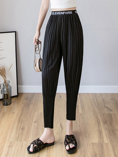 Pantaloni casual dama cu talie inalta - trei culori