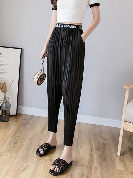 Pantaloni casual dama cu talie inalta - trei culori