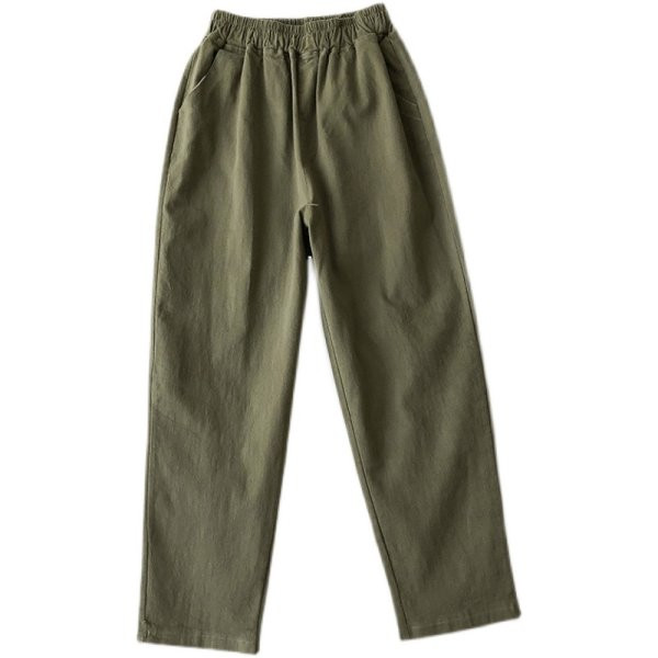 Pantaloni casual dama de culoare verde