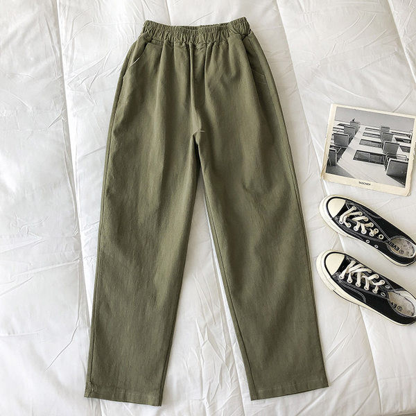 Pantaloni casual dama de culoare verde