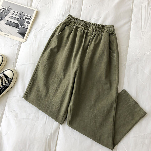 Pantaloni casual dama de culoare verde