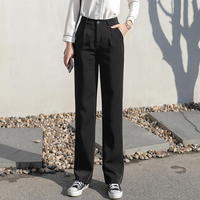 Μοντέρνο γυναικείο ίσιο παντελόνι με ψηλή μέση - δύο χρώματα